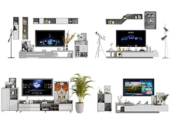 现代电视柜电视机背景墙