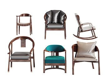 新中式摇椅扶手休闲椅子