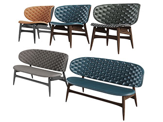 简欧软包靠背长椅休闲椅子