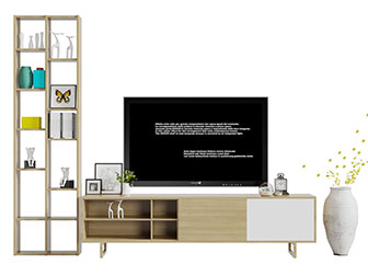 北欧实木电视柜电视机