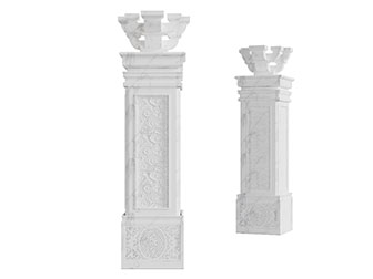 新中式大理石祥云纹理的柱子3d模型 新中式大理石祥云纹理的柱子