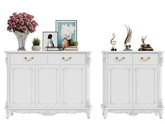 欧式白色雕花玄关柜边柜