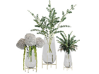 现代透明玻璃花瓶花卉