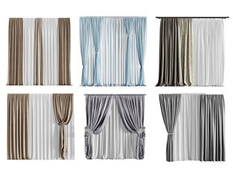 现代窗帘窗纱3d模型 现代窗帘窗纱