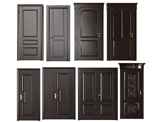 欧式咖啡色子母双扇平开门