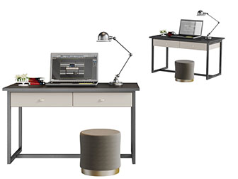 新中式书桌坐凳组合