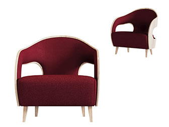 现代玫红色单人沙发3d模型 现代玫红色单人沙发