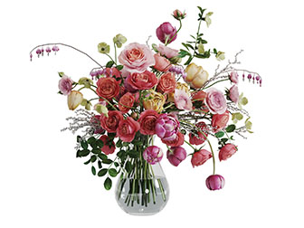 透明玻璃花瓶玫瑰花