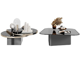 现代玻璃台面的方形茶几