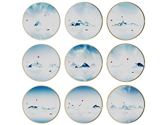 新中式圆形山脉装饰挂件