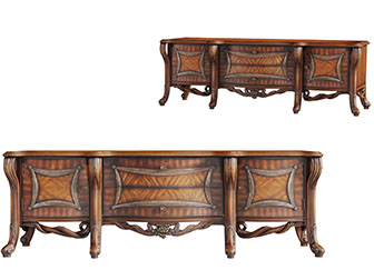 欧式实木雕花电视柜