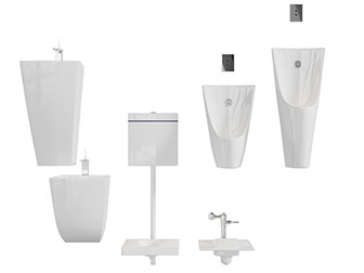 现代陶瓷白色洗手台小便斗蹲便池3d模型 现代陶瓷白色洗手台小便斗蹲便池