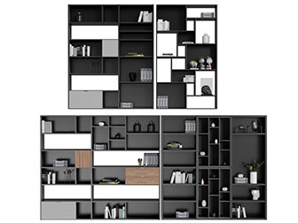 现代黑色开放式装饰柜