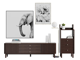 北欧实木电视柜边柜