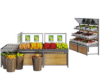 现代生鲜超市水果蔬菜货架摆台3d模型 现代生鲜超市水果蔬菜货架摆台