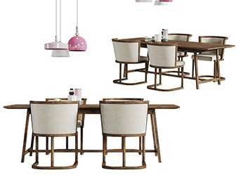 新中式实木餐桌椅组合