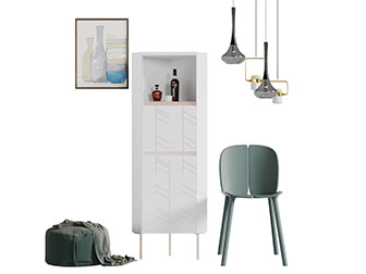 现代轻奢装饰柜休闲椅子