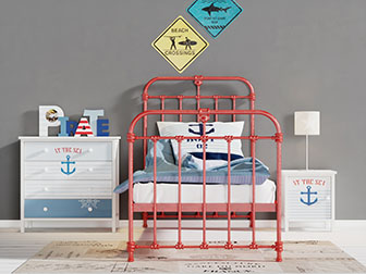 地中海红色水管单人床