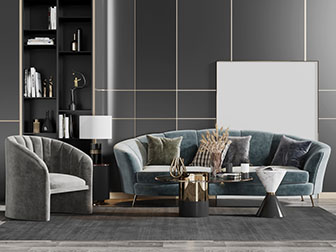 现代布艺多人单人沙发茶几组合