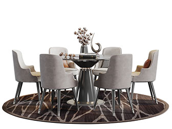 现代圆形餐桌椅组合