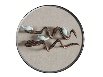 中式树枝小鸟立体装饰挂件