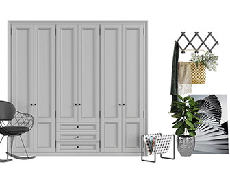 北欧白色实木衣柜休闲椅子