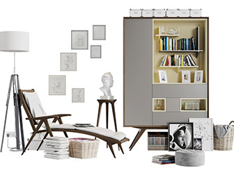 北欧实木躺椅装饰柜