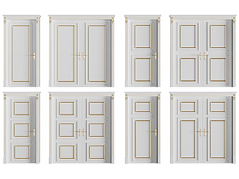 简欧镶嵌金边的双扇单扇平开门