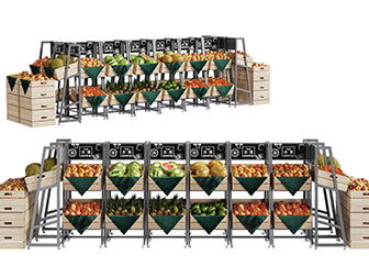 生鲜超市水果货架摆台展柜3d模型 生鲜超市水果货架摆台展柜