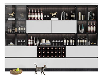 现代玻璃柜门的酒柜3d模型 现代玻璃柜门的酒柜
