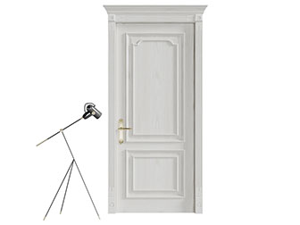 简欧实木白色平开门花架盆栽植物