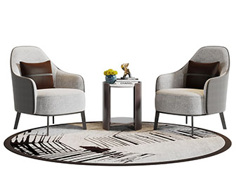 现代灰白色单人沙发3d模型 现代灰白色单人沙发