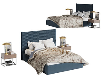 现代软包床头双人床