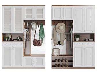 北欧白色百叶柜门的玄关鞋柜