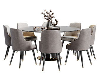 现代圆形餐桌椅组合