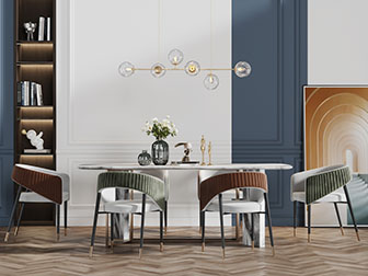 现代轻奢大理石餐桌椅组合