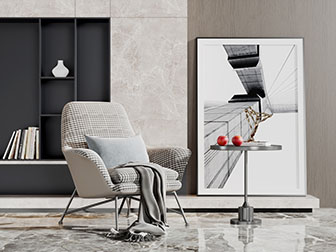 现代方格图案的休闲椅子