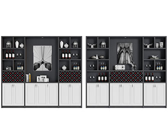 新中式灰黑色柜体的酒柜3d模型 新中式灰黑色柜体的酒柜