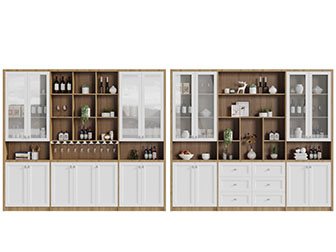 新中式实木玻璃酒柜3d模型 新中式实木玻璃酒柜