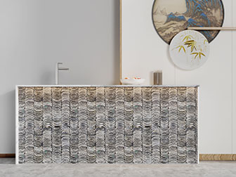 中式瓦片装饰的水吧台