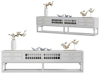 新中式白色实木电视柜