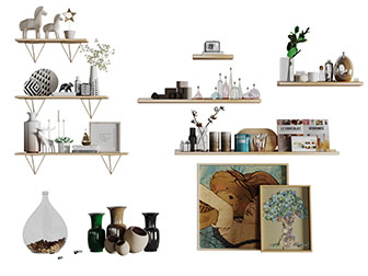 北欧墙面实木装饰架