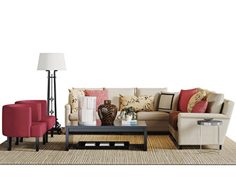 现代转角多人沙发单人沙发茶几组合