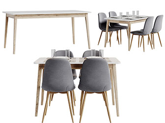 北欧四人位实木餐桌椅组合