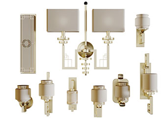 新中式方形柱形灯罩壁灯