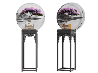 中式花架花盆盆景盆栽摆件