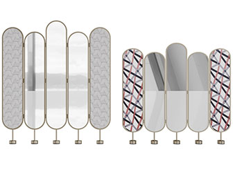 现代轻奢镜面装饰的屏风