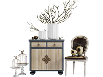 新古典玄关柜休闲椅子