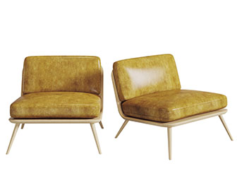 现代黄色皮革单人沙发3d模型 现代黄色皮革单人沙发