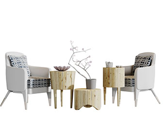 北欧单人沙发角几边几3d模型 北欧单人沙发角几边几